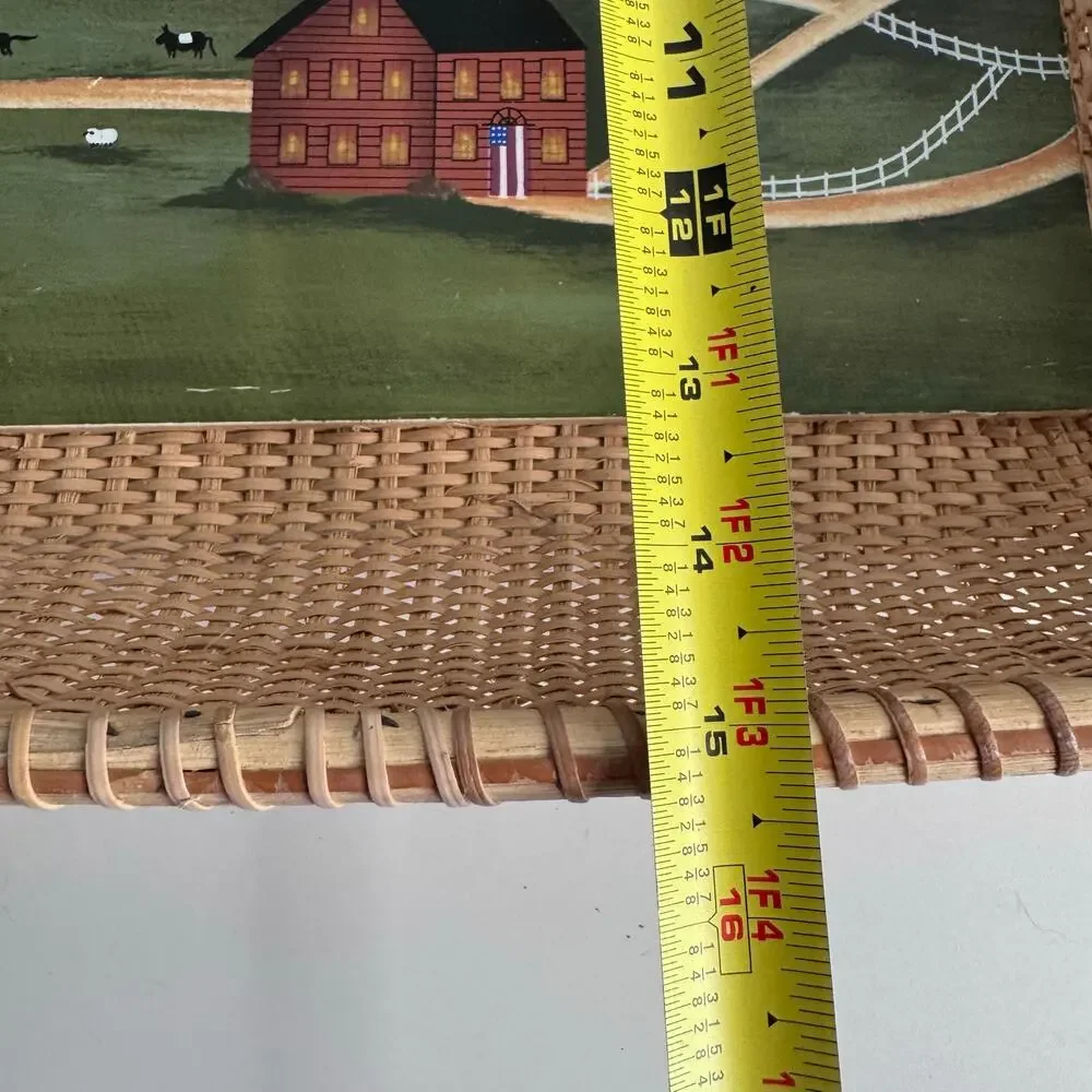 Vtg Nantucket Basket Large Rectangular Tray Hand Painted Wood Country
